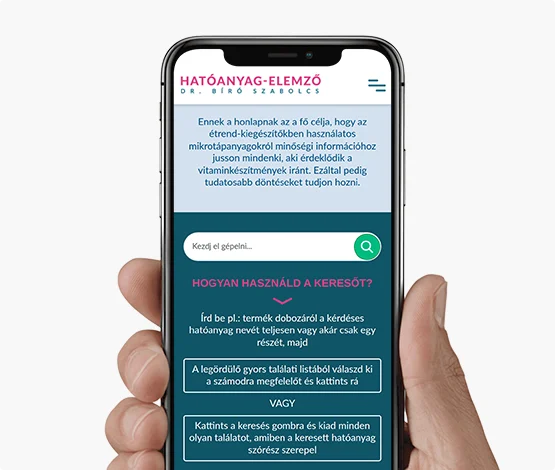 Hatóanyagokat összegző weboldal